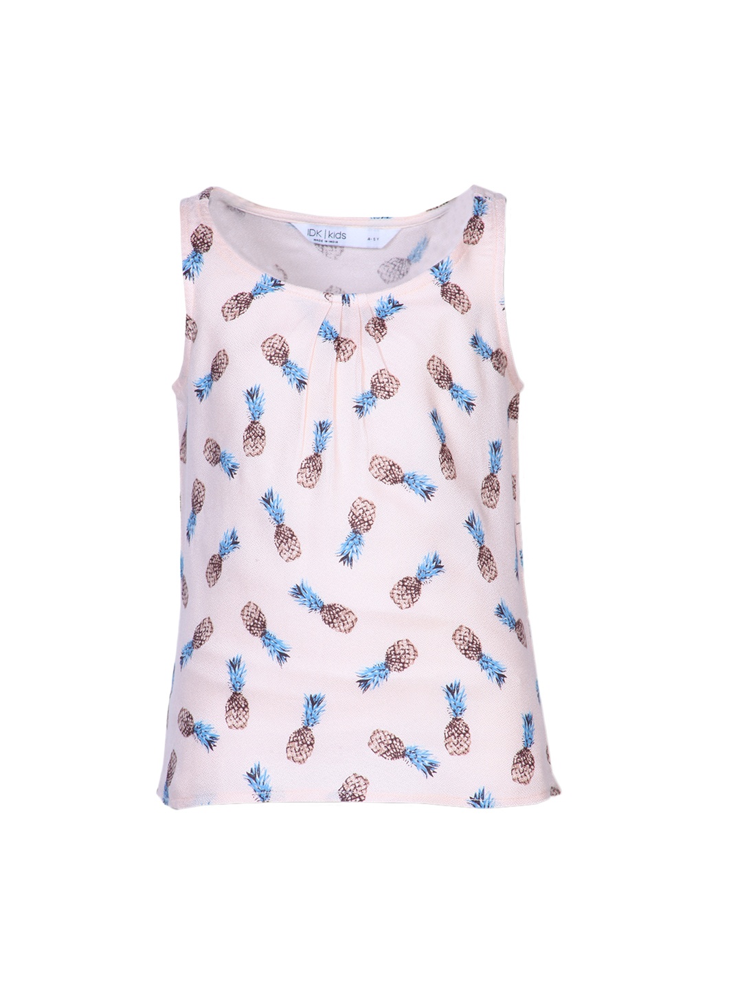 

IDK Girls Peach-Coloured Printed Top