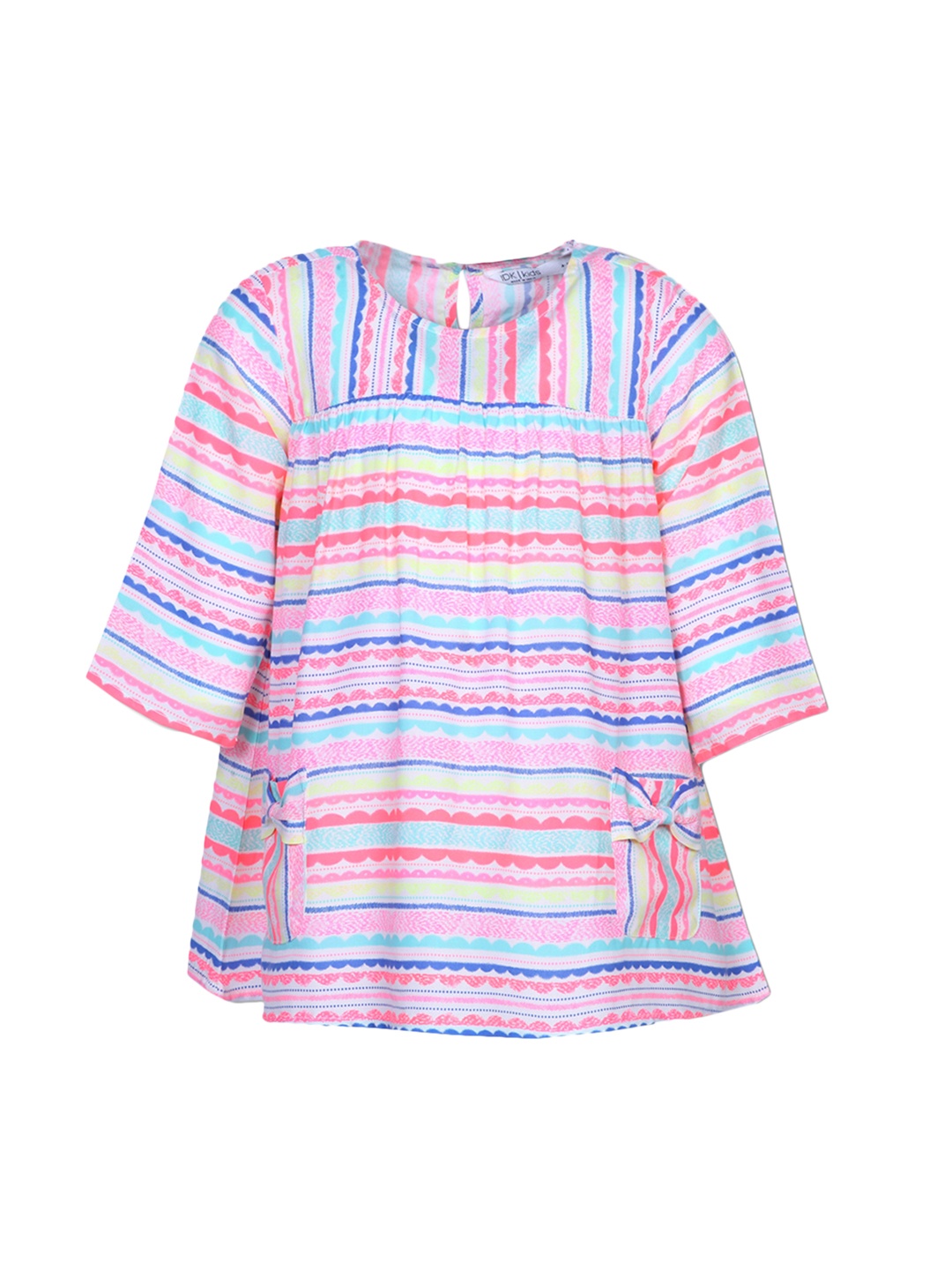 

IDK Girls Pink & Blue Printed A-Line Dress