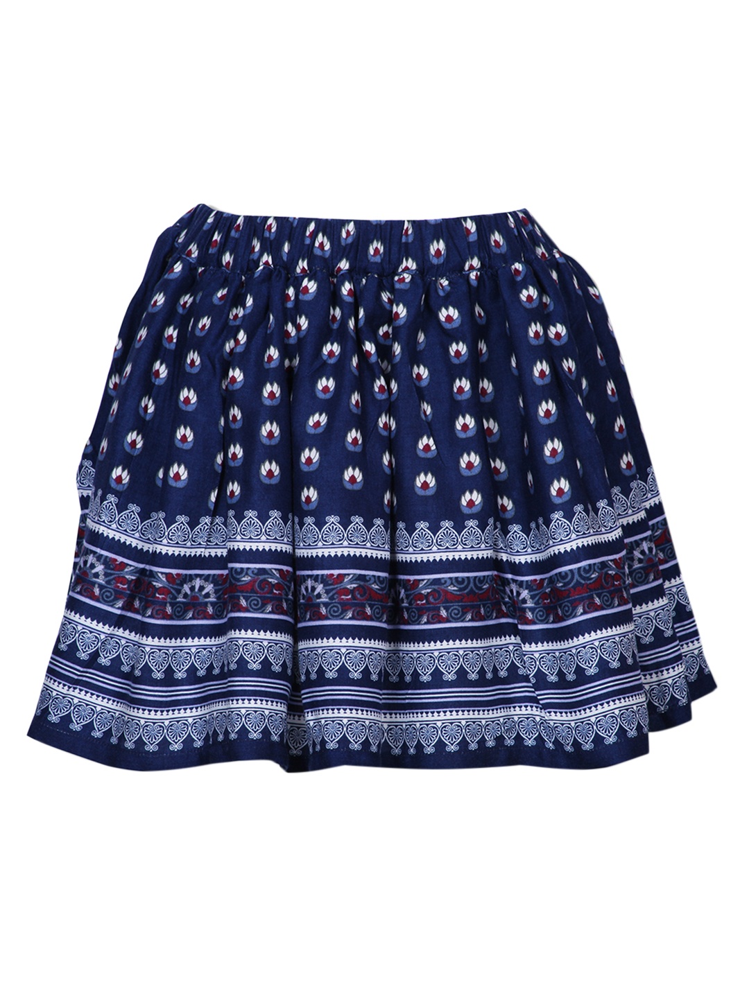 

IDK Girls Navy blue & White Floral Printed Flared Skirt