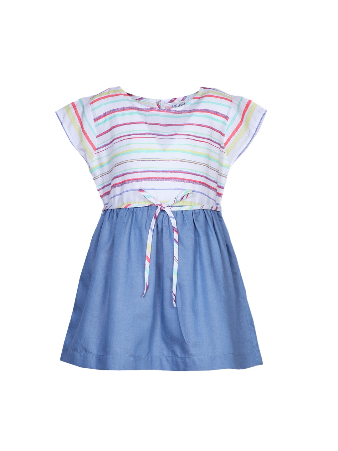 

IDK Girls Blue Striped Fit and Flare Dress