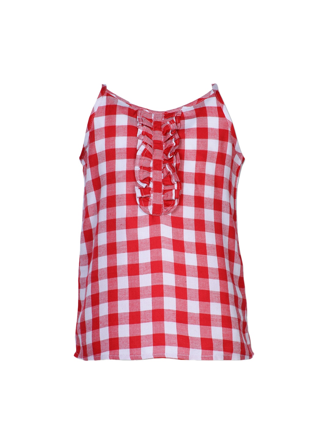 

IDK Girls White Checked Ruffled Top