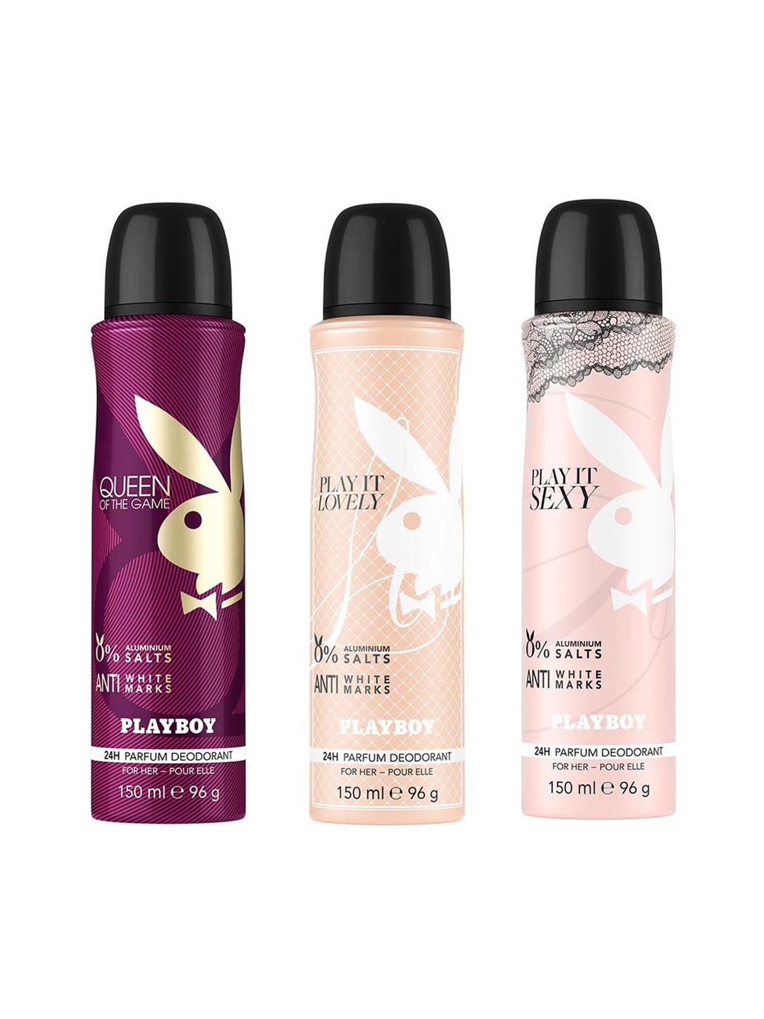 

Playboy Set of 3 Lovely + Sexy + Queen Deo Fragrance Gift Set, Pink