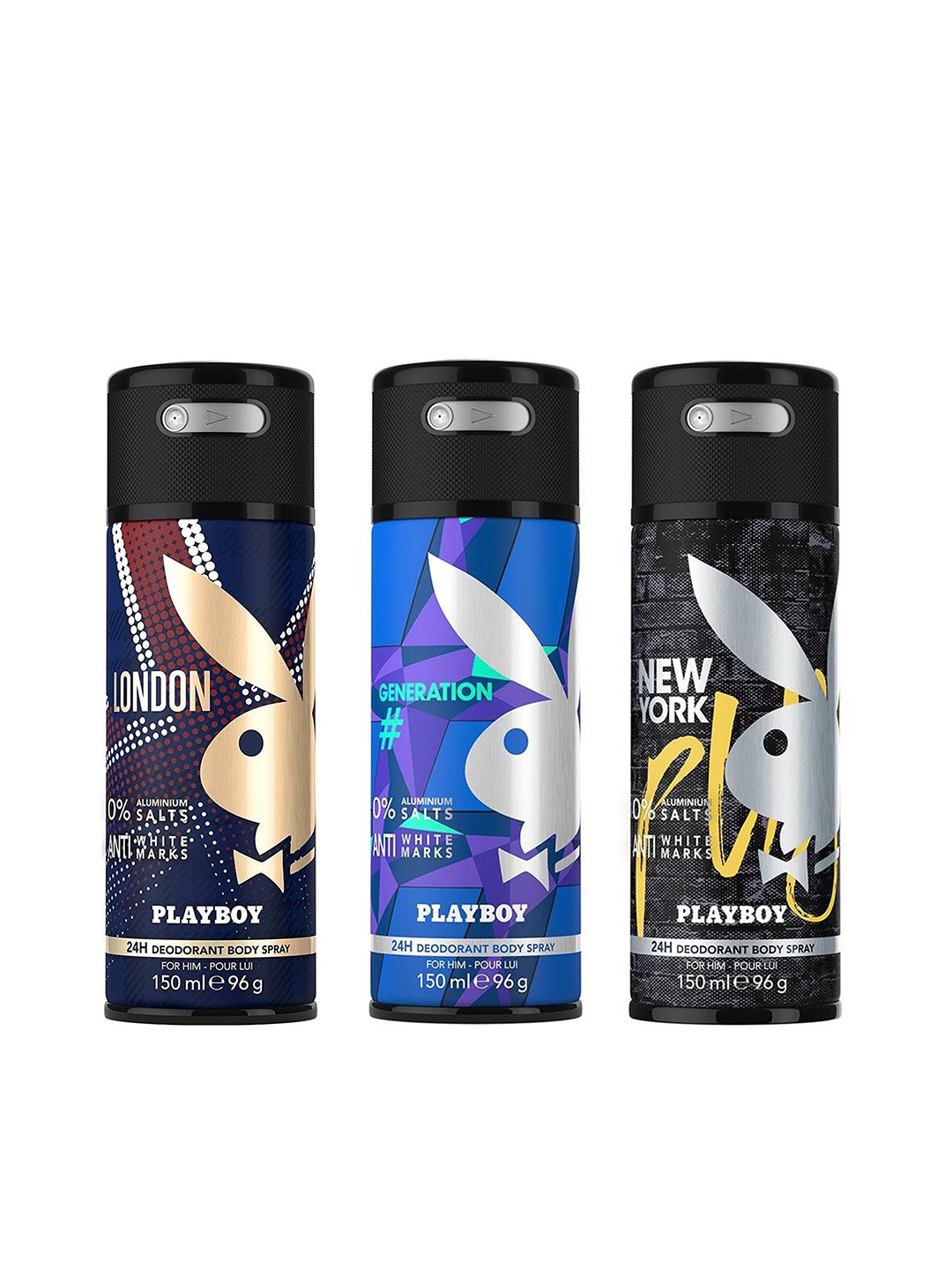 

Playboy Men Pack of 3 Deodorants, Blue