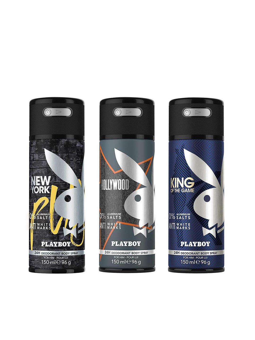 

Playboy Men Set of 3 Body Spray 150 ml each, Black