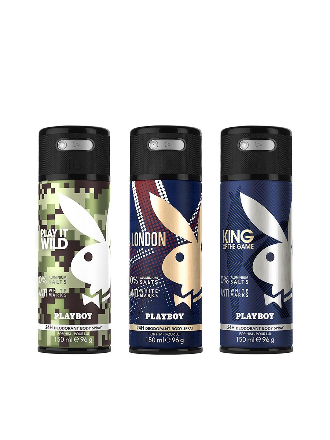 

Playboy Men Pack of 3 Deodarants, Black