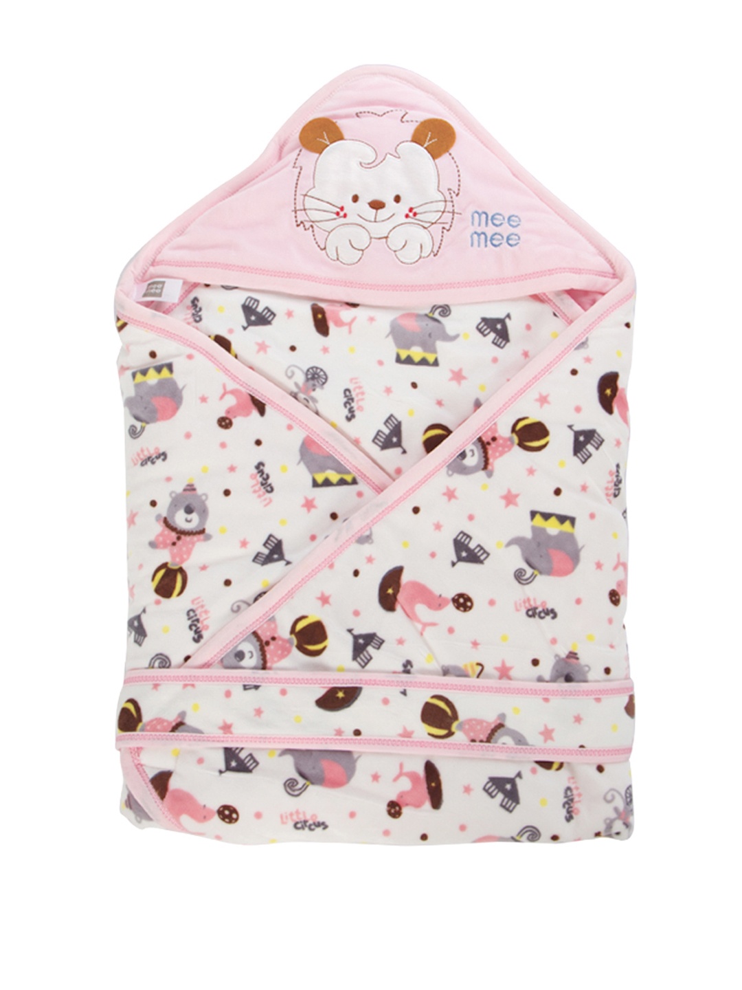 

MeeMee Kids Pink Printed Wrapper with Hood