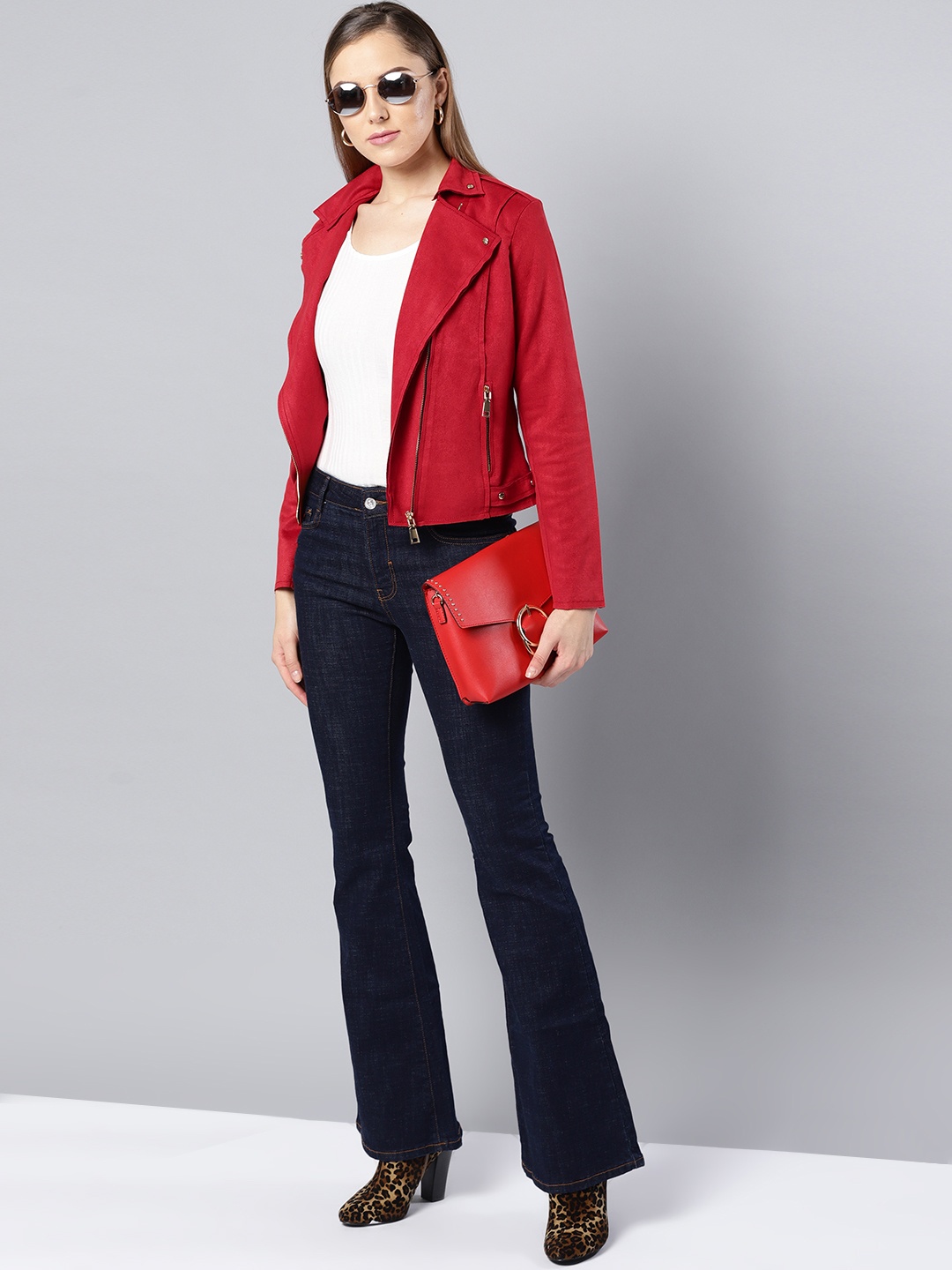 

Harpa Women Red Solid Tailored Jacket