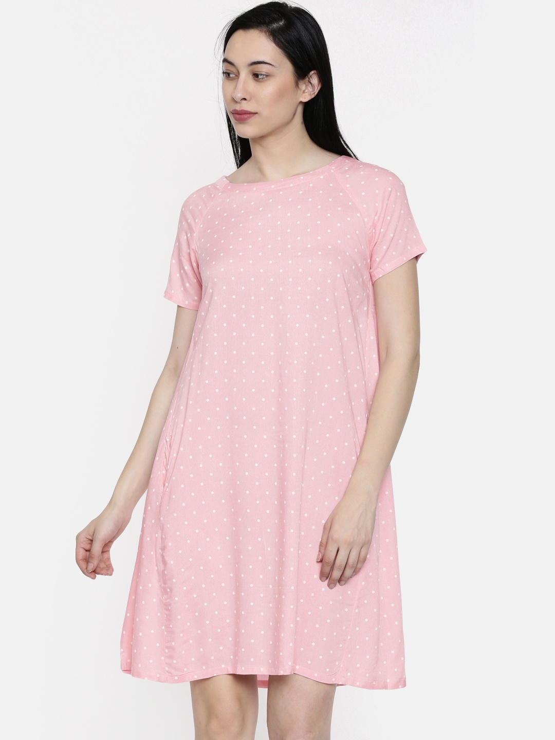 

AND Women Pink Printed A-Line Dress