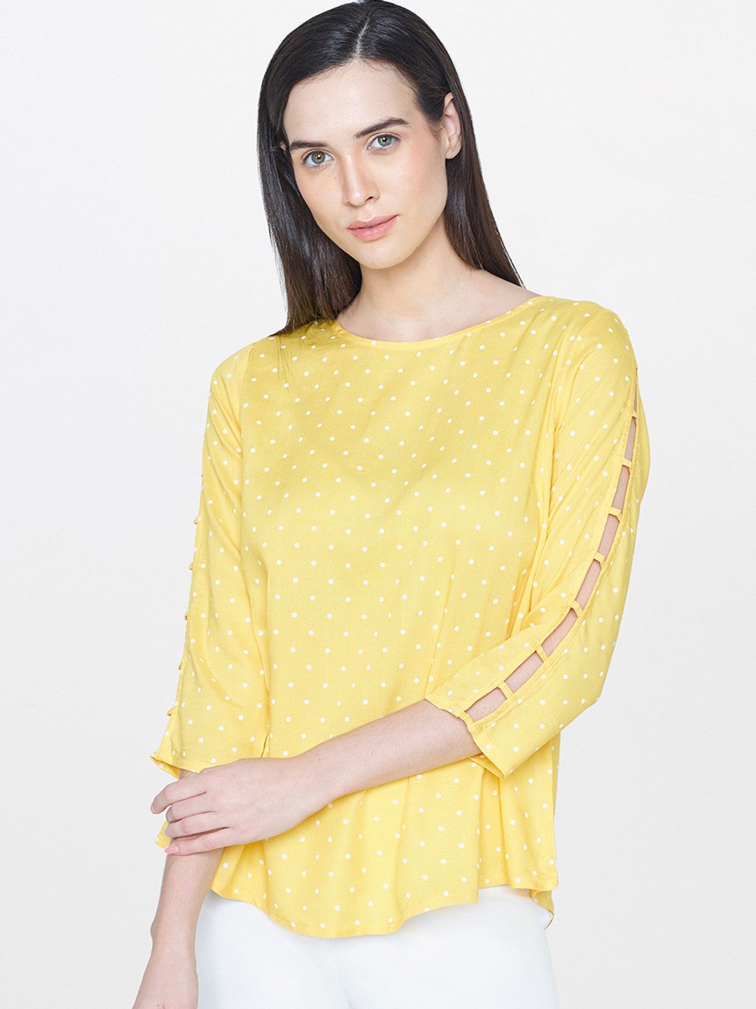 

AND Women Yellow Printed Top