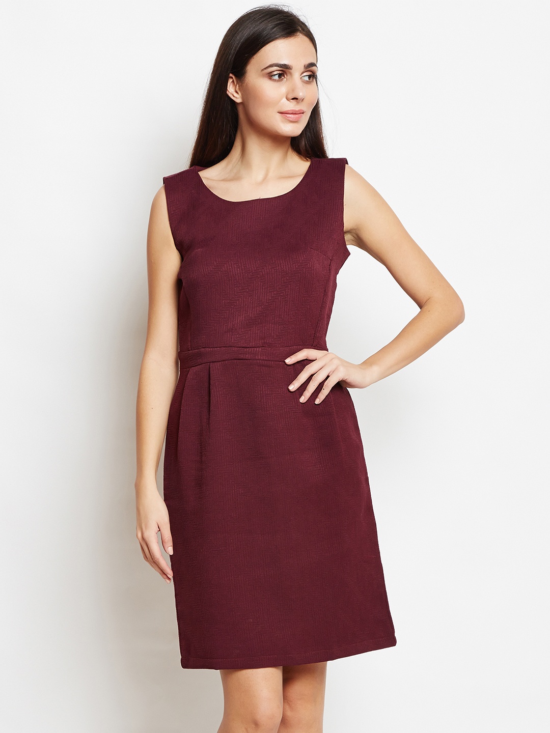 

Taanz Women Burgundy Solid A-Line Dress