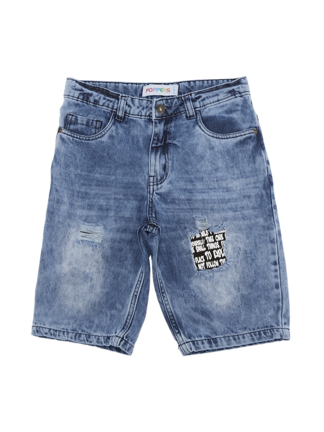 

POPPERS by Pantaloons Boys Blue Washed Regular Fit Denim Shorts