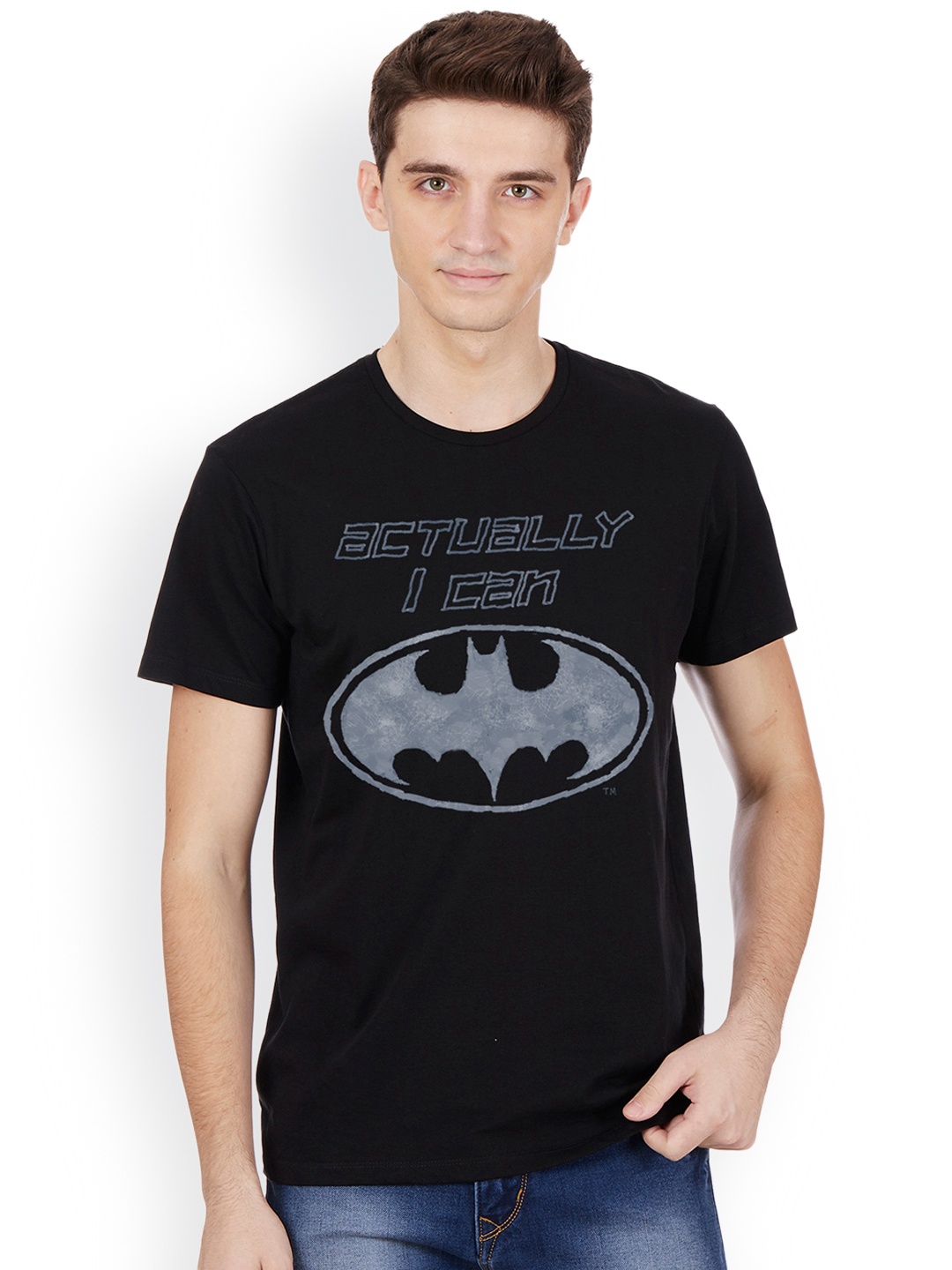 

Free Authority Batman Printed Round Neck Black T-shirt