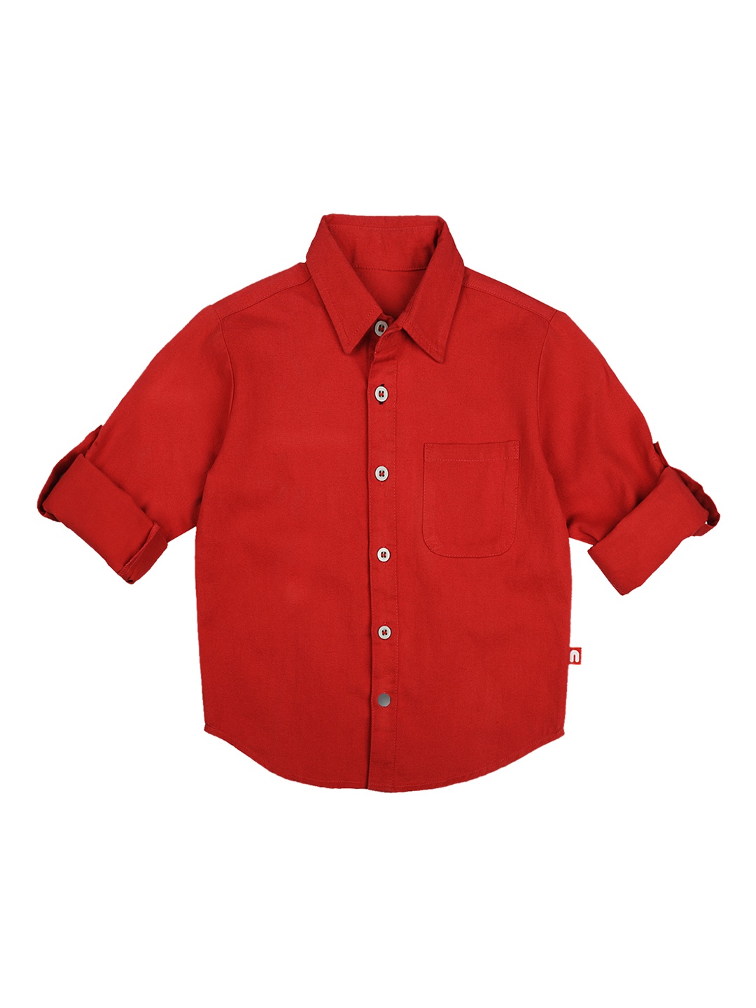 

Nino Bambino Boys Red Regular Fit Organic Cotton Solid Casual Shirt