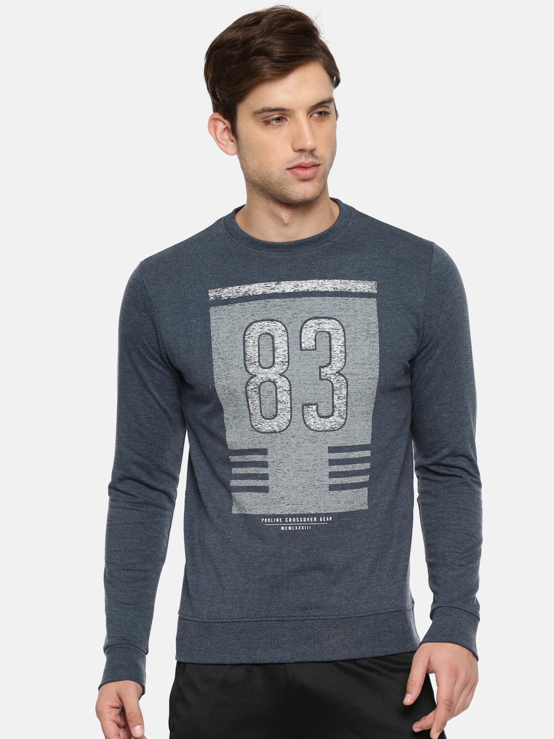 

Proline Active Men Navy Blue Printed Sweatshirt