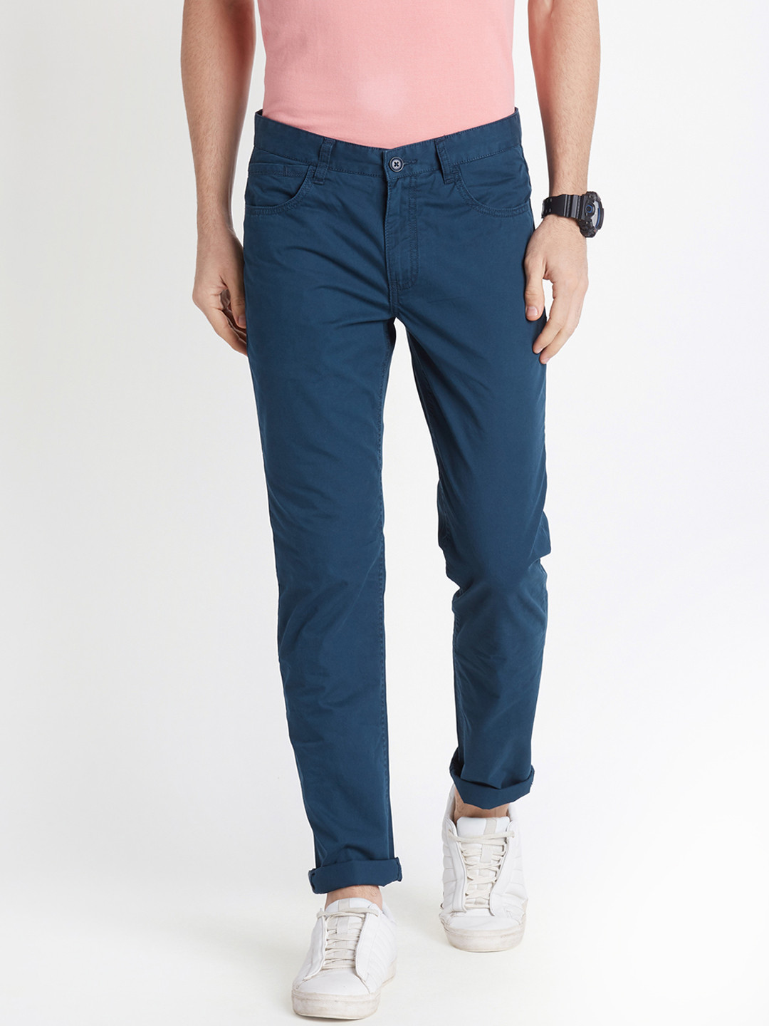 

Urban Ranger by pantaloons Men Navy Blue Slim Fit Solid Chinos