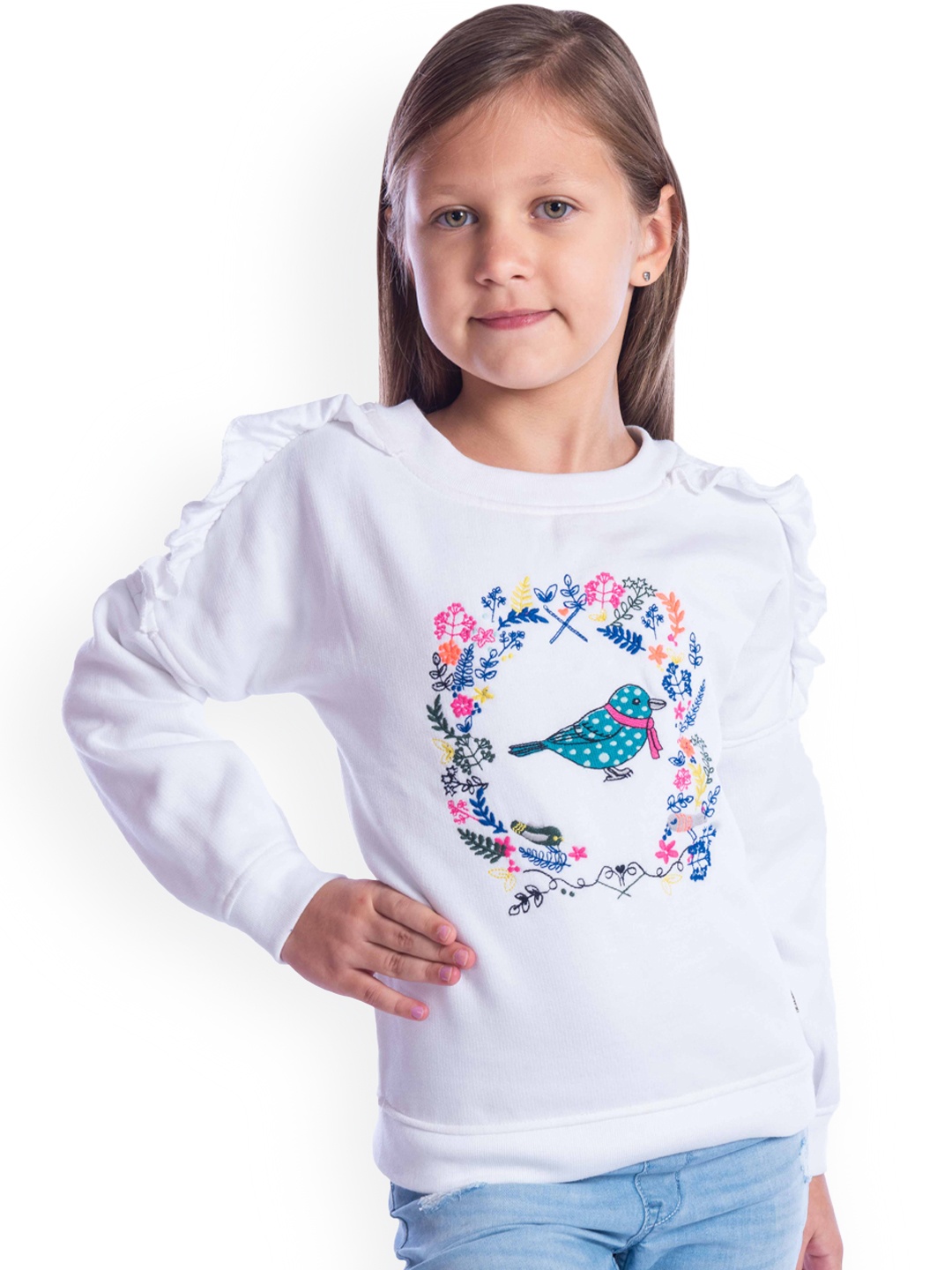 

Cherry Crumble Girls White Printed Sweatshirt