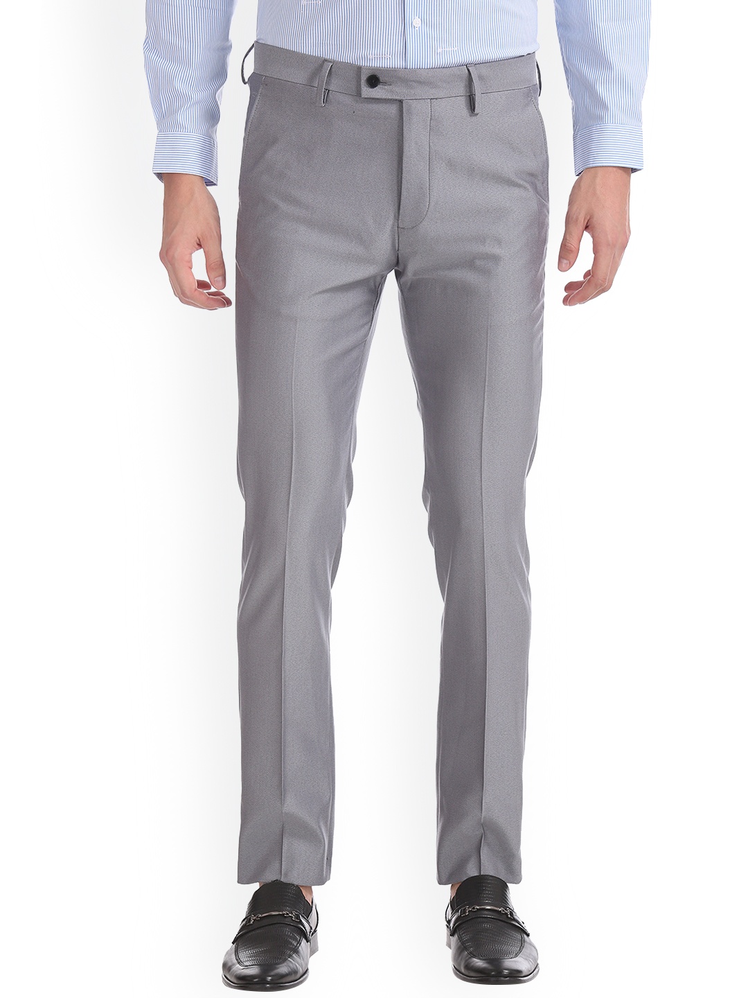 

Arrow Men Grey Slim Fit Solid Formal Trousers