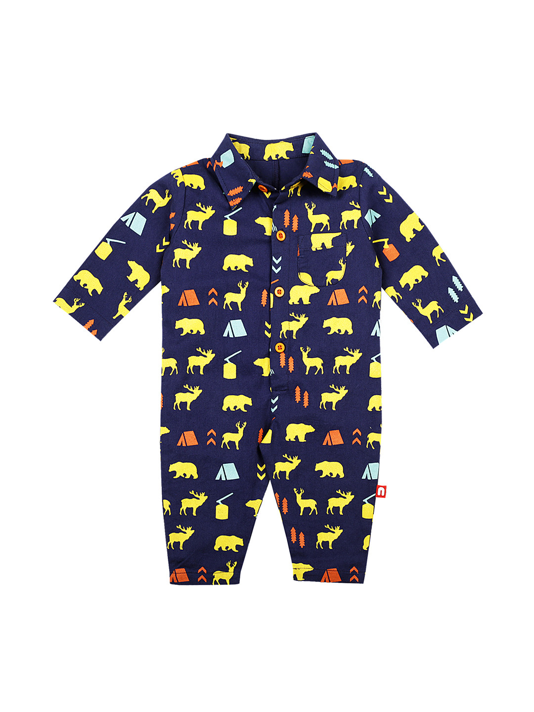 

Nino Bambino Boys Navy Blue Printed Rompers