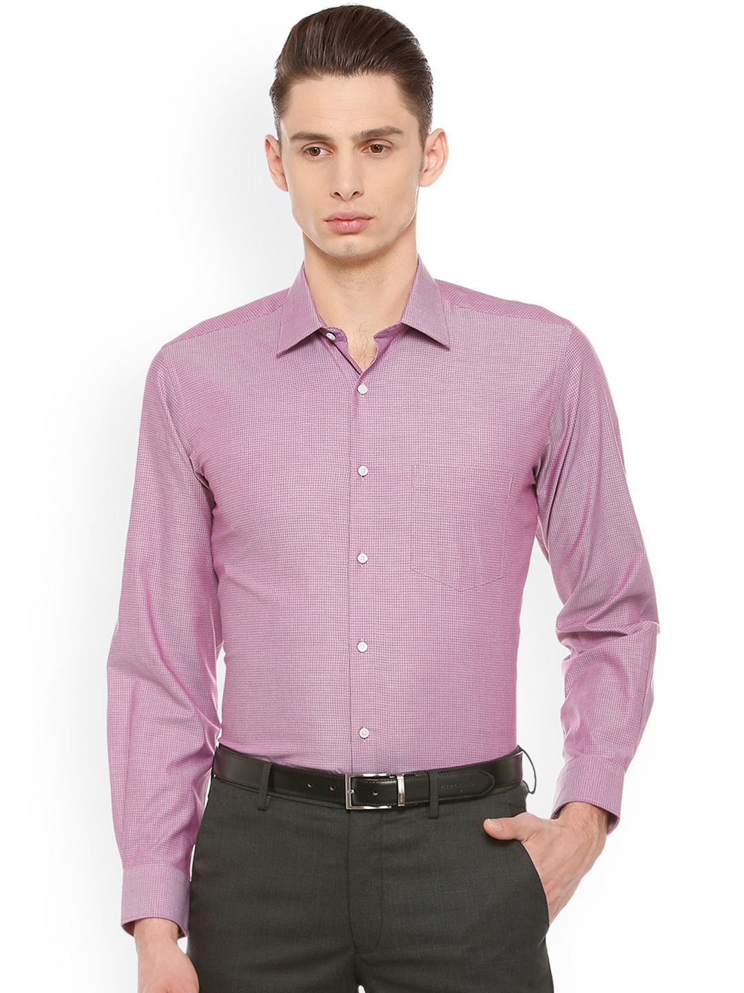 

Van Heusen Men Pink Regular Fit Checked Formal Shirt