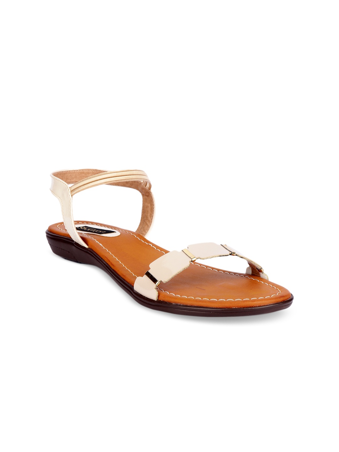 

Shoetopia Women Cream-Coloured Solid Open Toe Flats