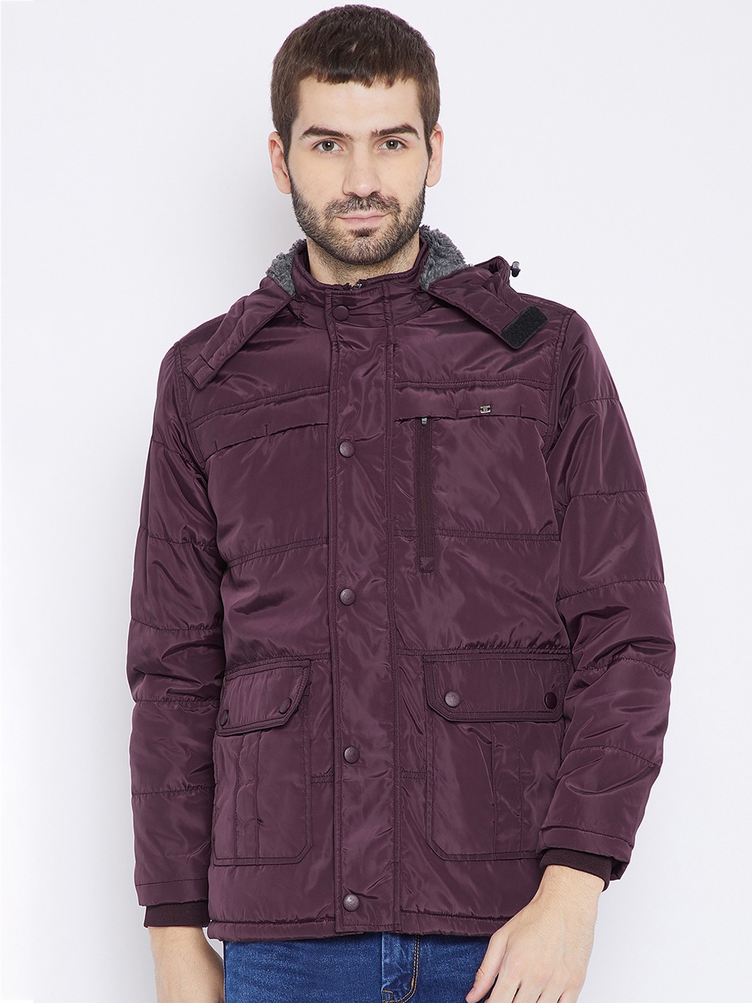 

Duke Men Burgundy Solid Lightweight Padded Jacket