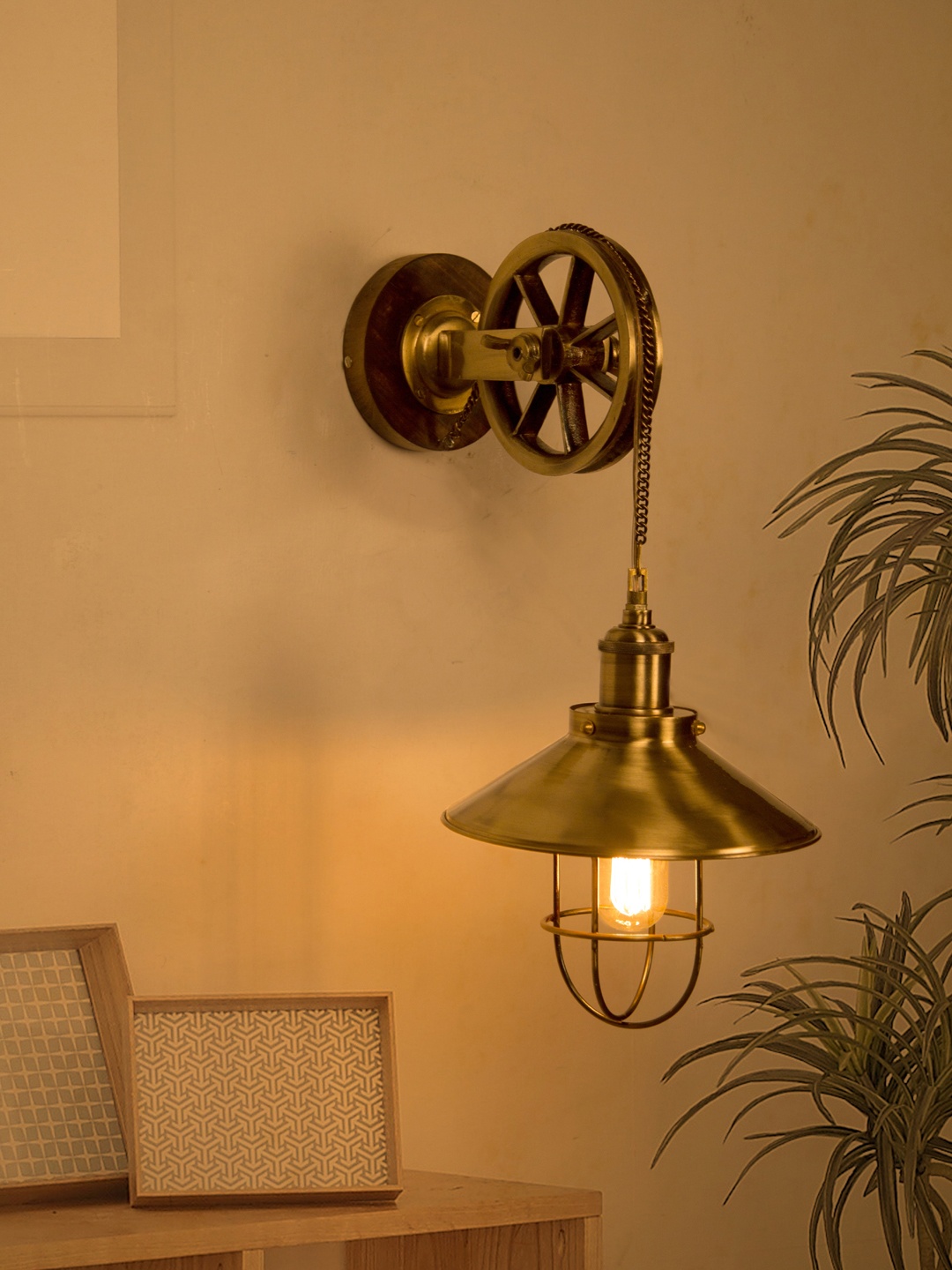 

Fos Lighting Antique Gold-Toned Industrial Antique Barn Light