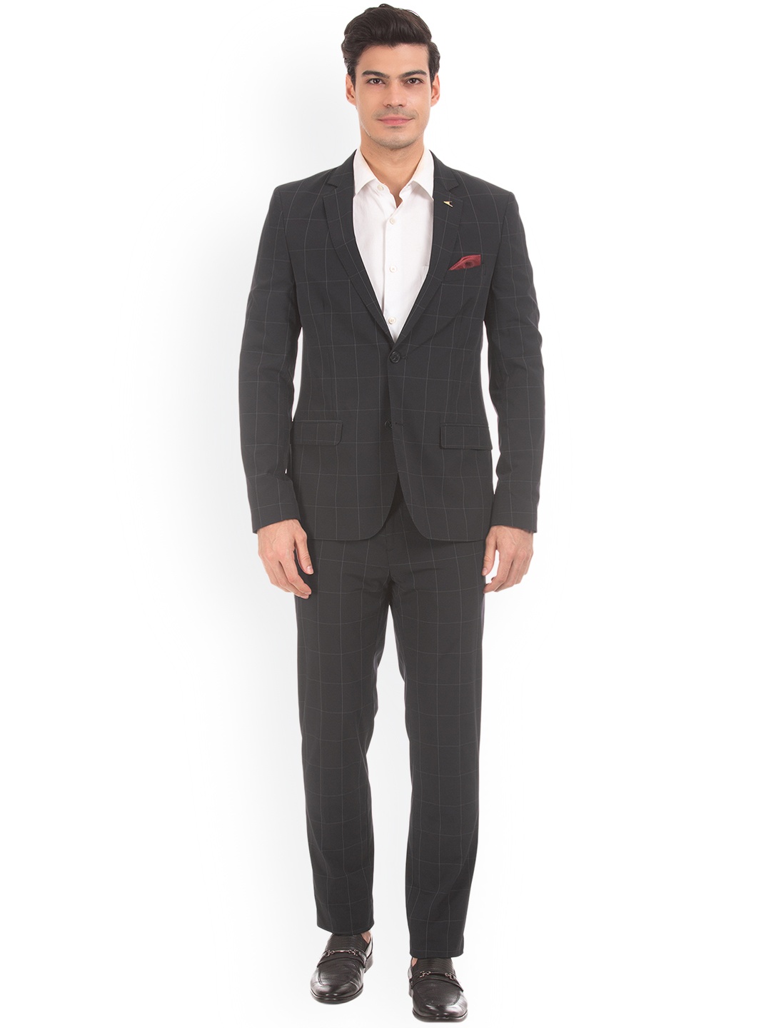 

Arrow Men Blue Checked Formal Suit