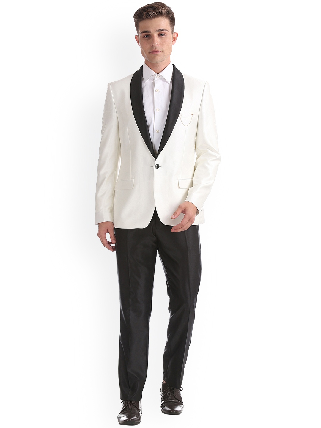 

Arrow Men White & Black Single-Breasted Slim Fit Formal Suit