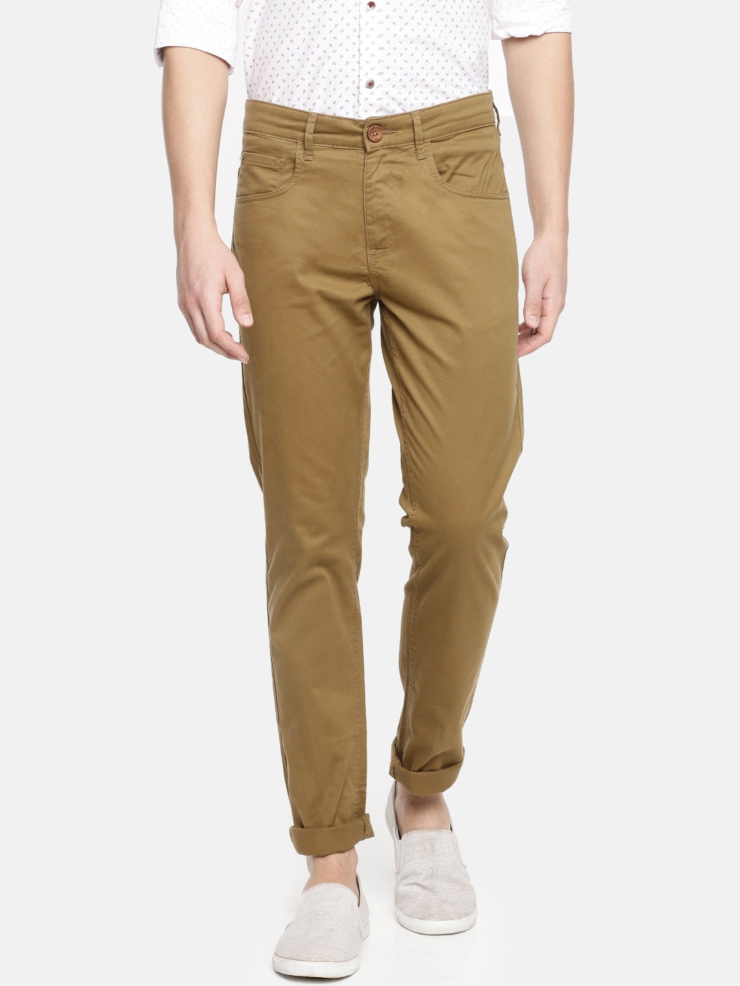 

SPYKAR Men Khaki Slim Fit Solid Chinos