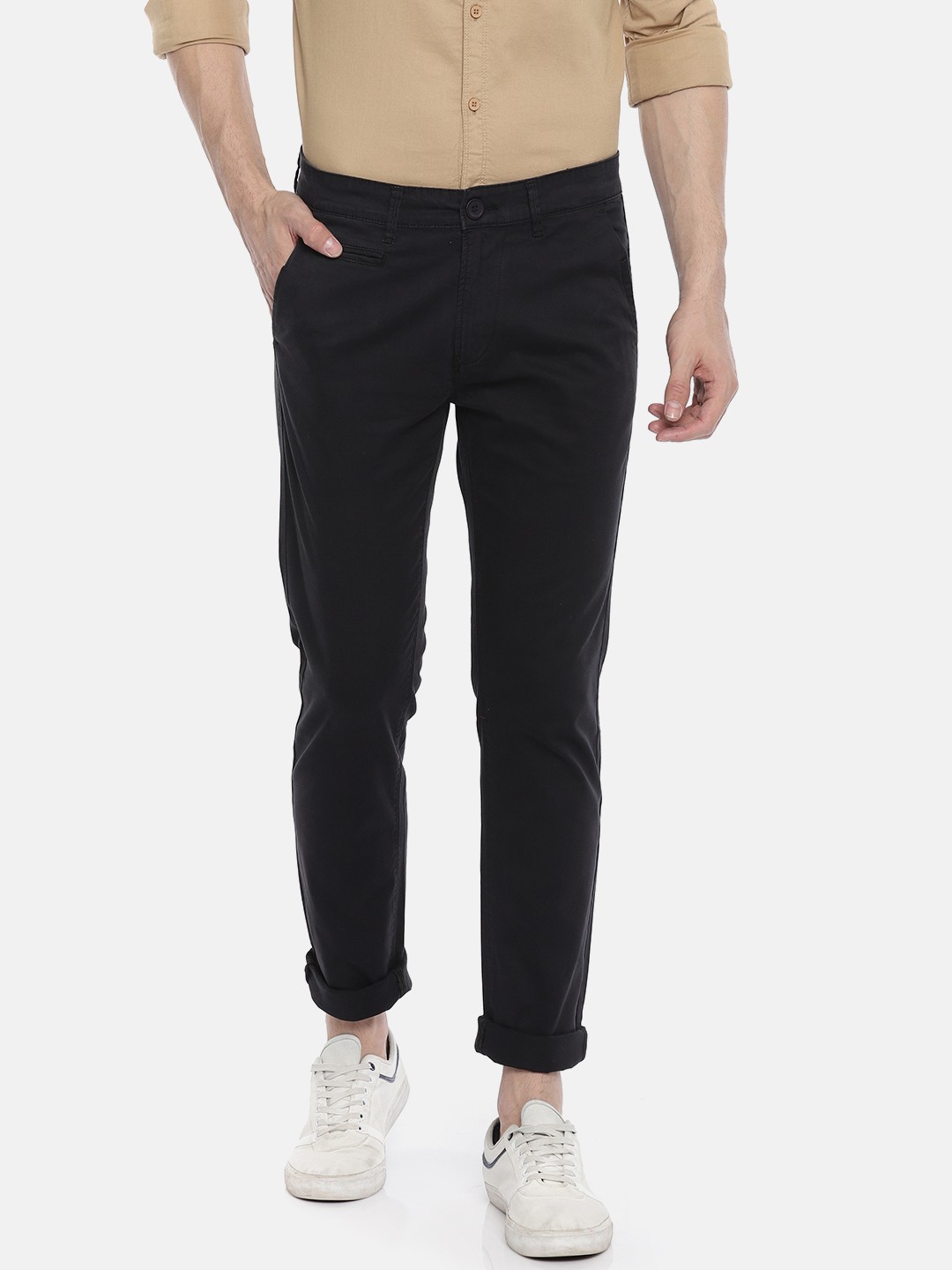 

SPYKAR Men Navy Blue Slim Fit Solid Chinos