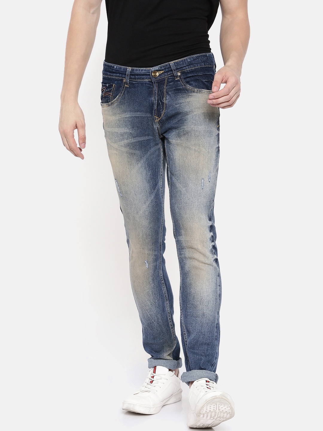 

SPYKAR Men Blue Skinny Fit Low-Rise Mildly Distressed Stretchable Jeans