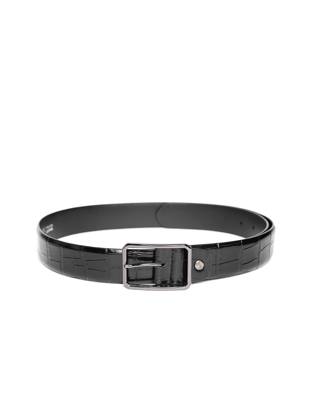 

Carlton London Men Black Textured Leather Belt