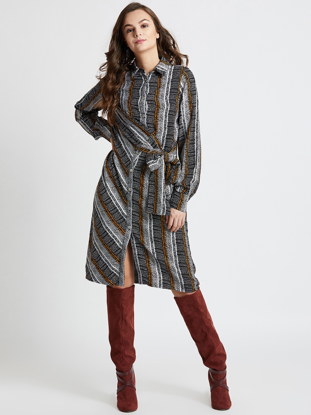 

COVER STORY Women Black Printed Shirt Dress