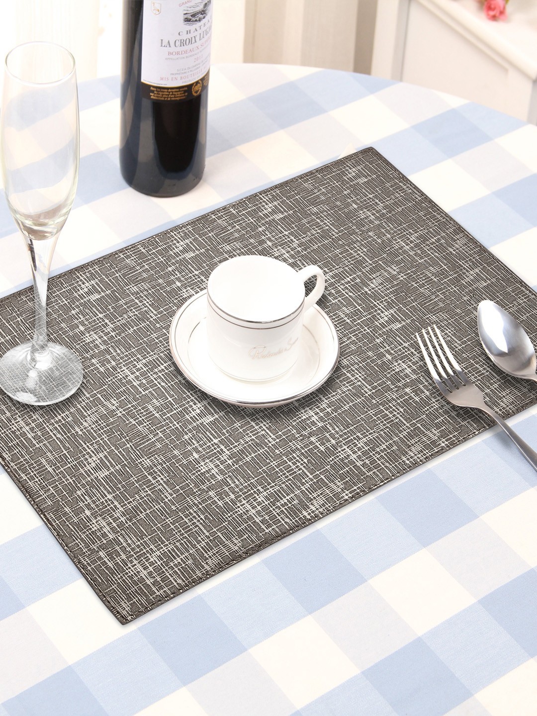 

OBSESSIONS Set Of 6 Grey Textured Table Mats