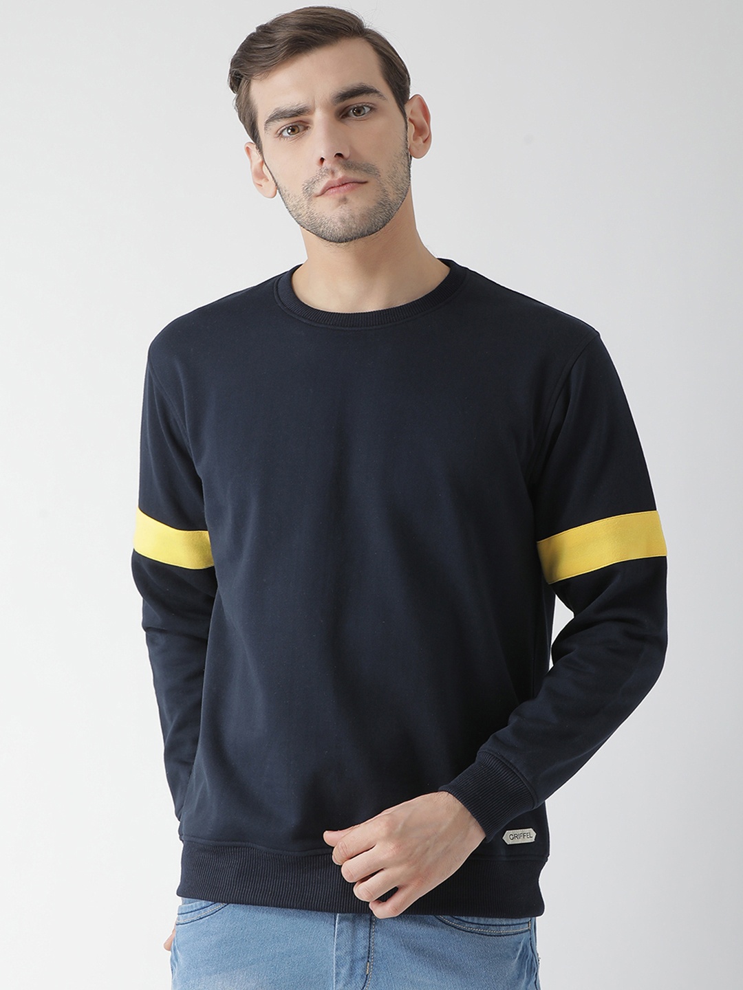 

GRIFFEL Men Navy Blue Solid Sweatshirt