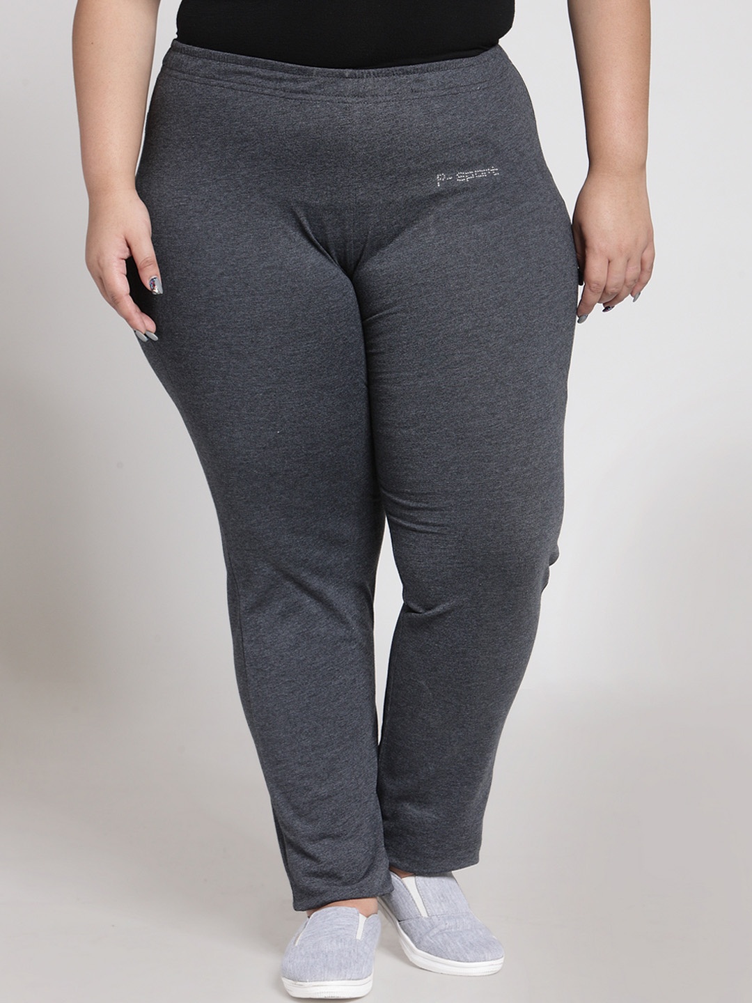 

plusS Women Grey Straight-Fit Trackpant