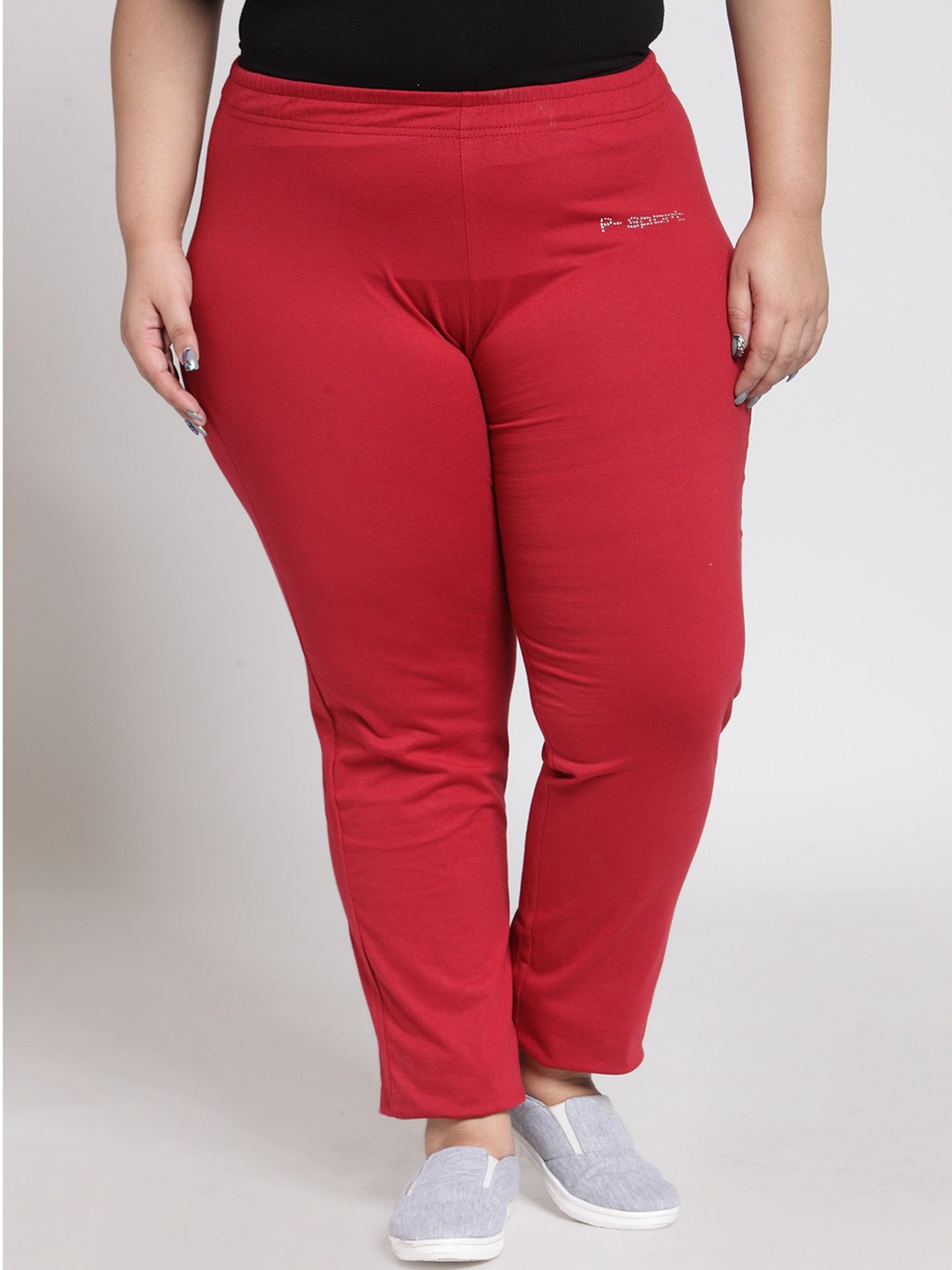 

plusS Women Red Straight-Fit Trackpant