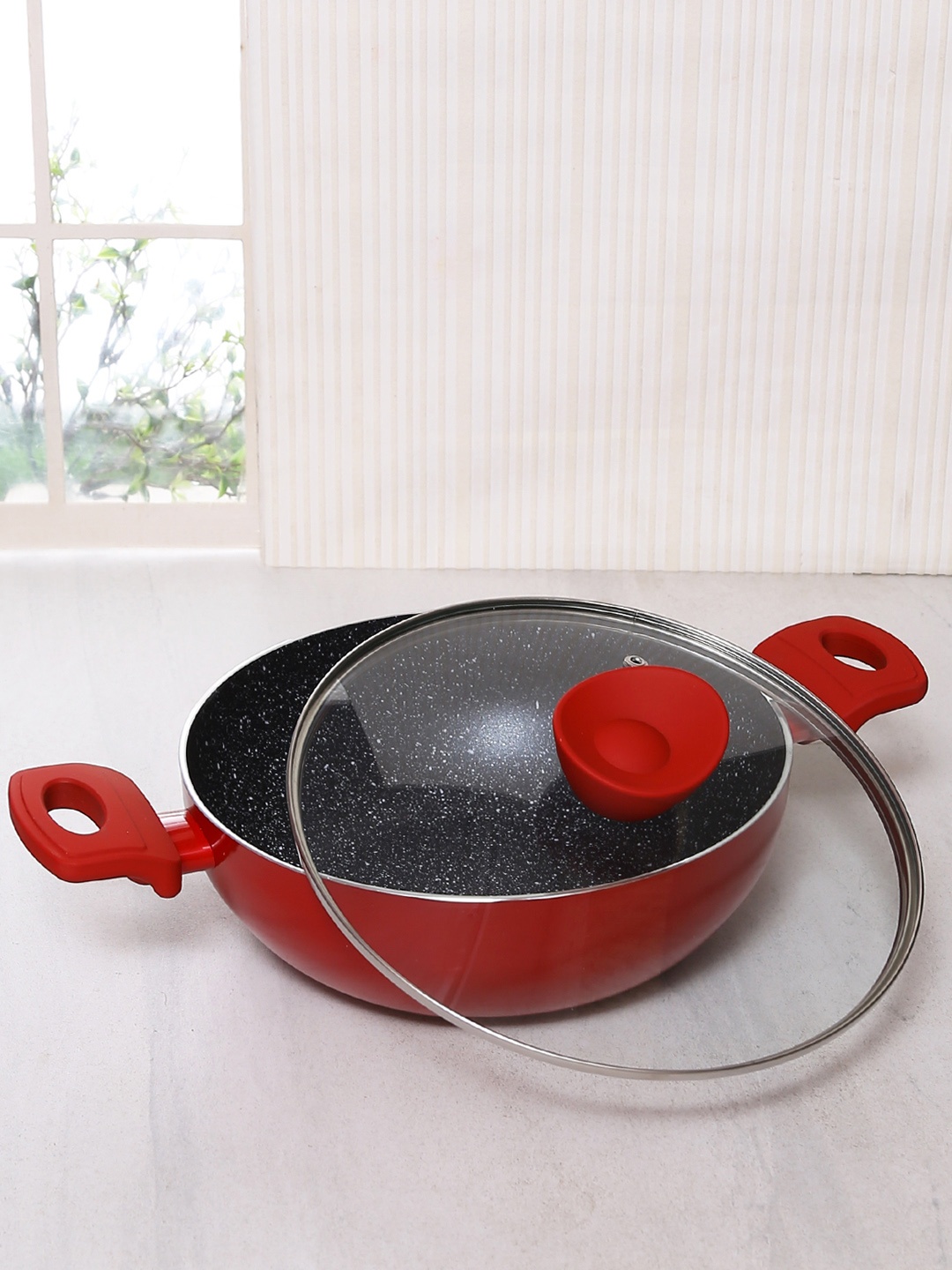 

BERGNER Red & Black Kadhai With Lid