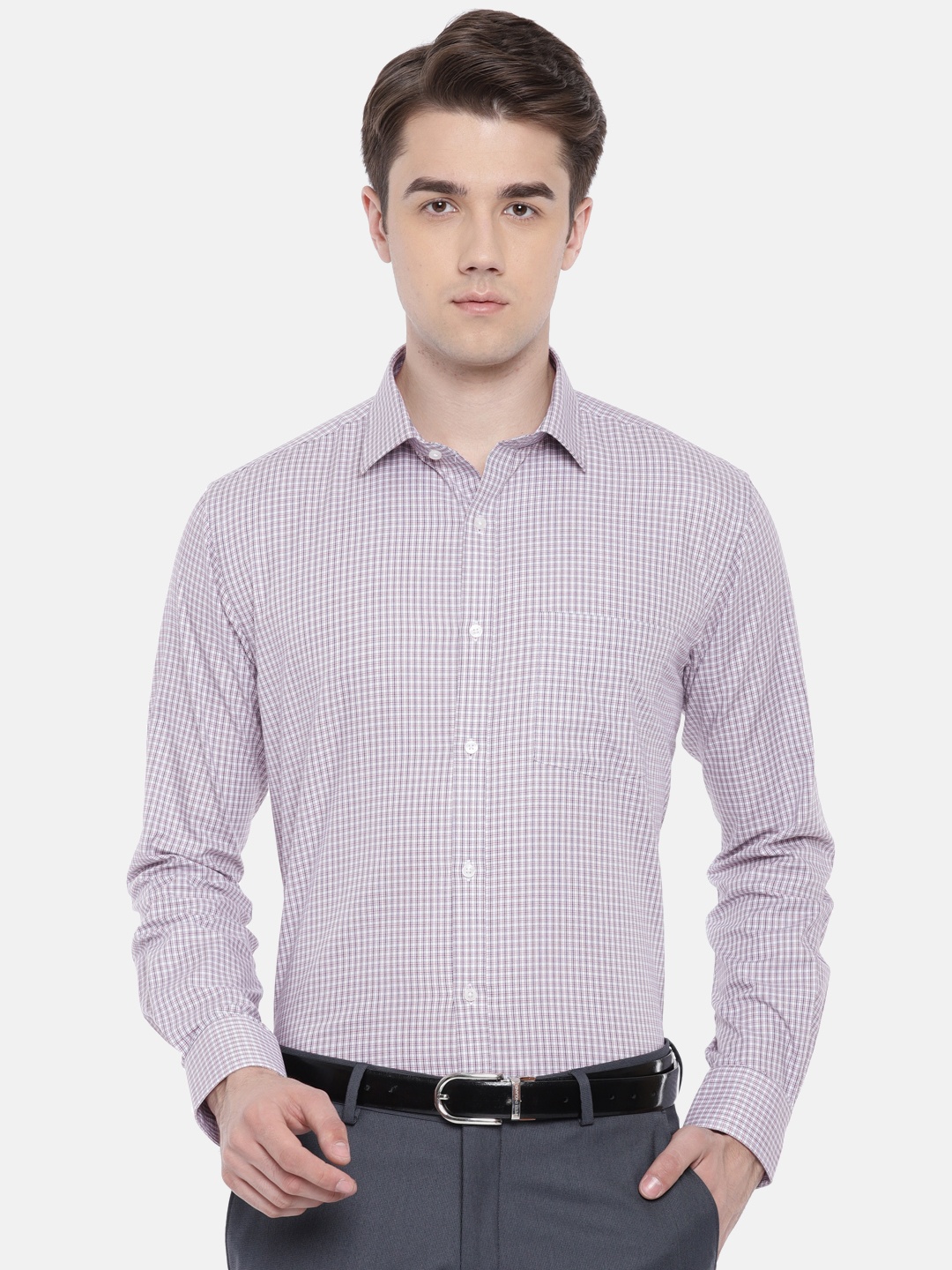 

Park Avenue Men White & Red Checked Formal Shirt