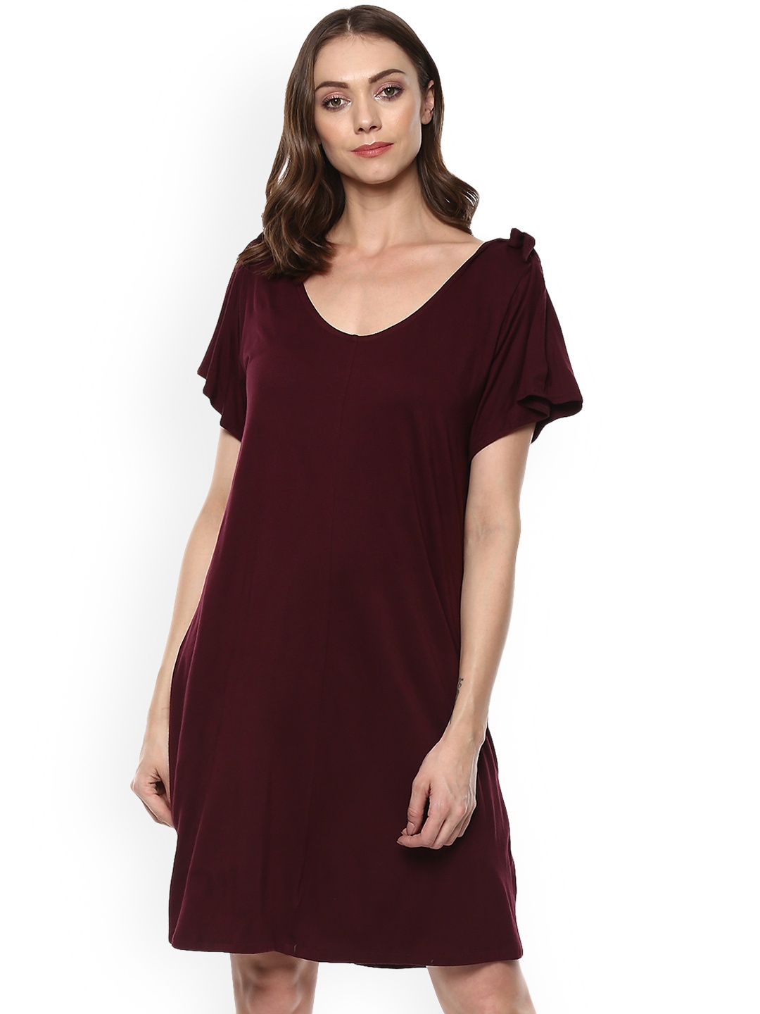 

Qurvii Plus Size Women Maroon Solid A-Line Dress