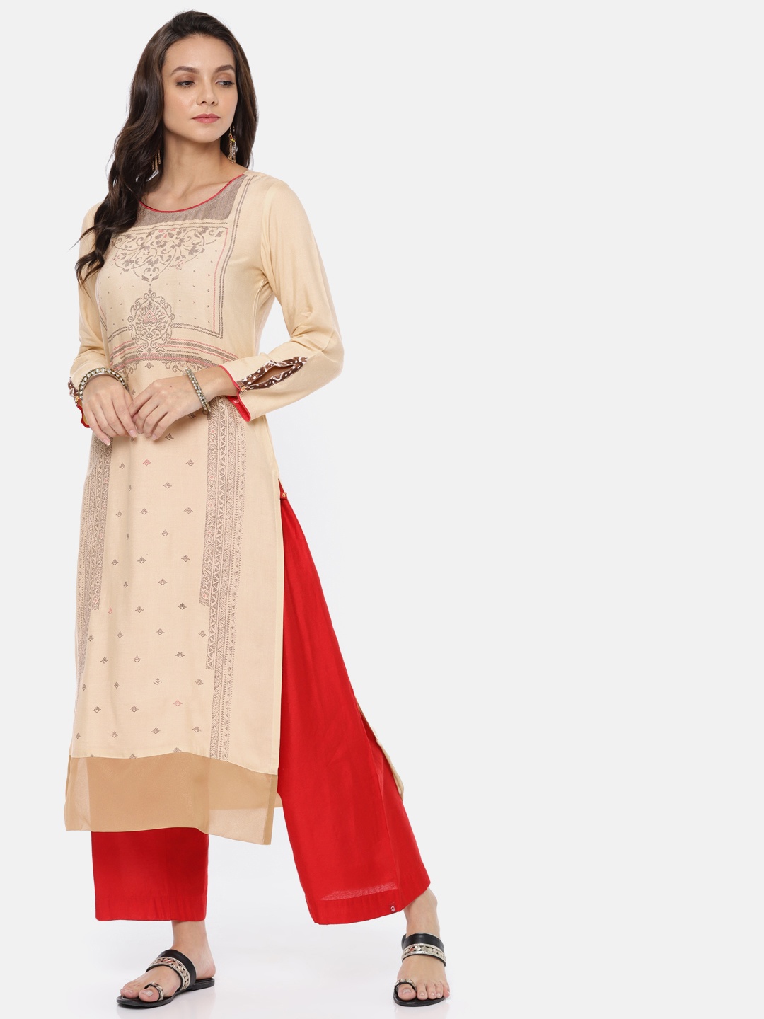 

Span Women Beige Printed A-Line Kurta