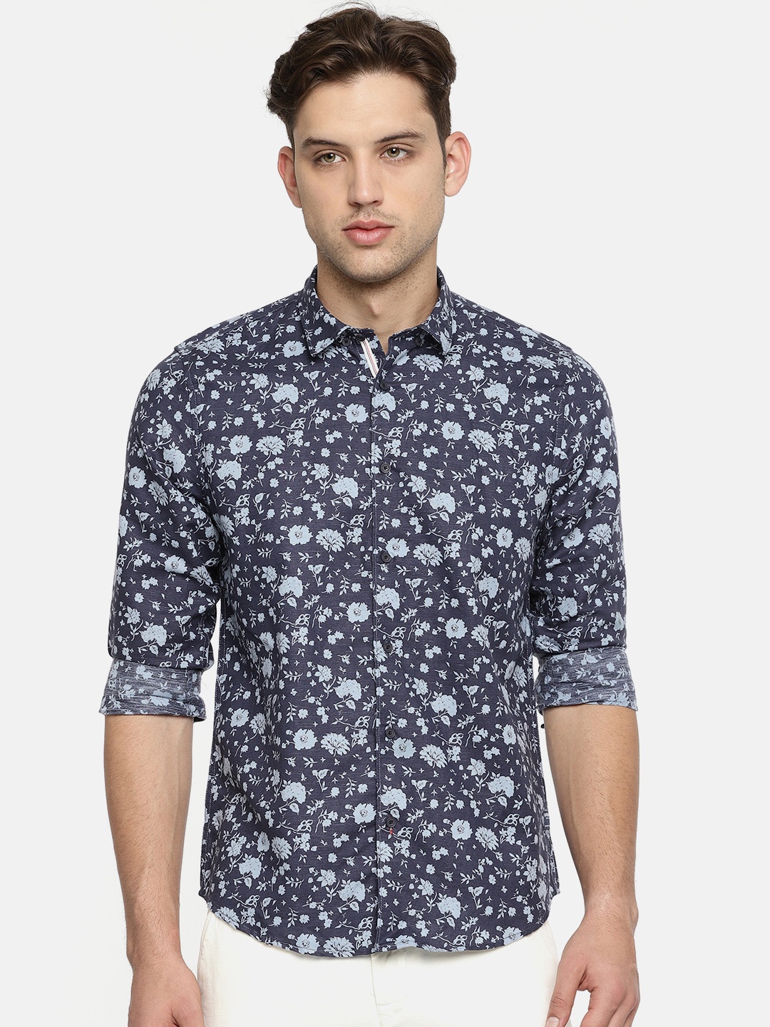 

Blackberrys Men Navy Blue Slim Fit Printed Casual Shirt
