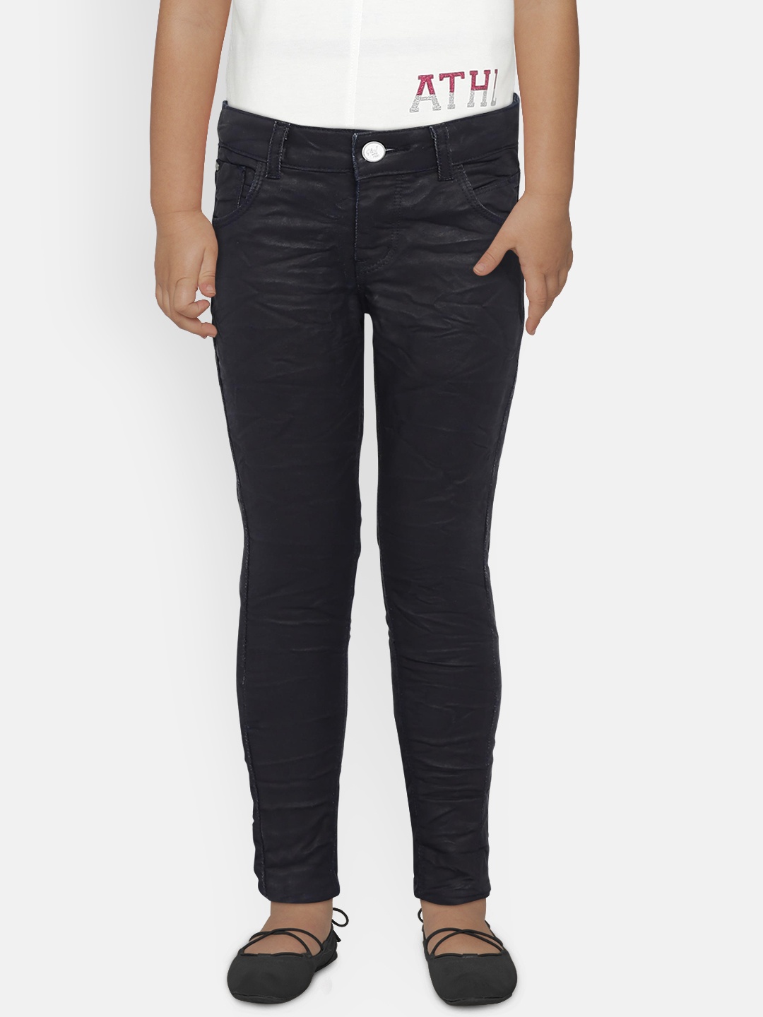 

Gini and Jony Girls Navy Blue Regular Fit Mid-Rise Clean Look Stretchable Jeans