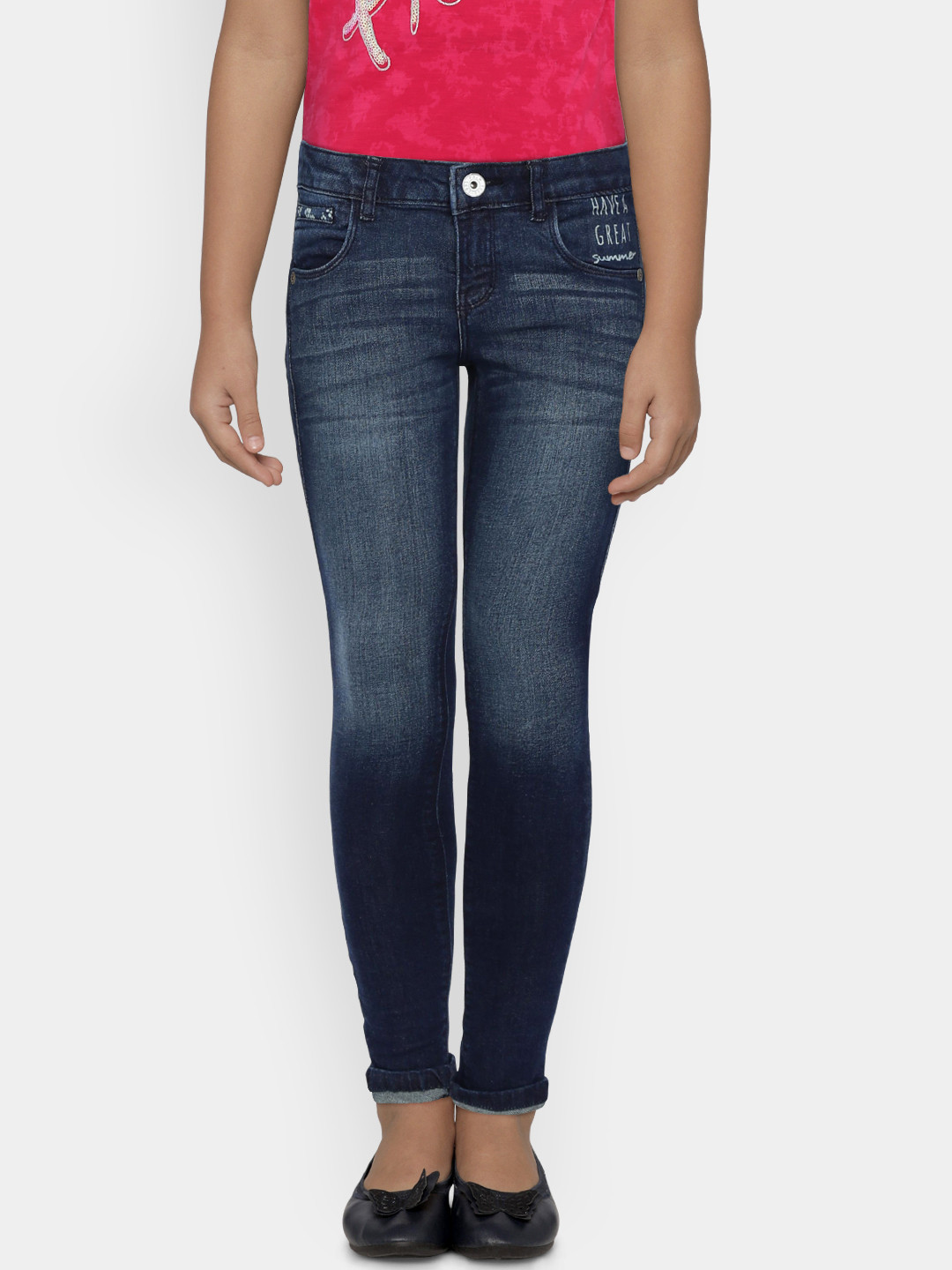 

Gini and Jony Girls Navy Blue Regular Fit Mid-Rise Clean Look Jeans