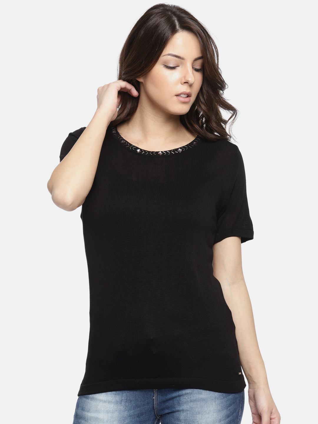 

Allen Solly Women Black Solid Top