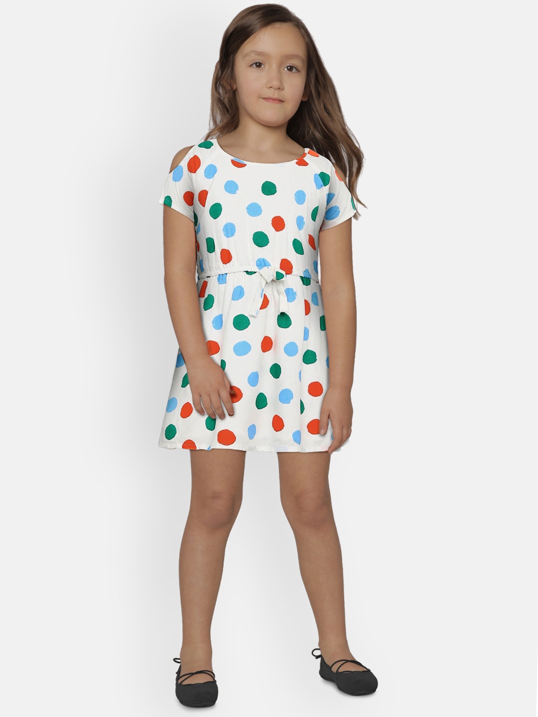 

Pepe Jeans Girls White Printed Fit and Flare Dress