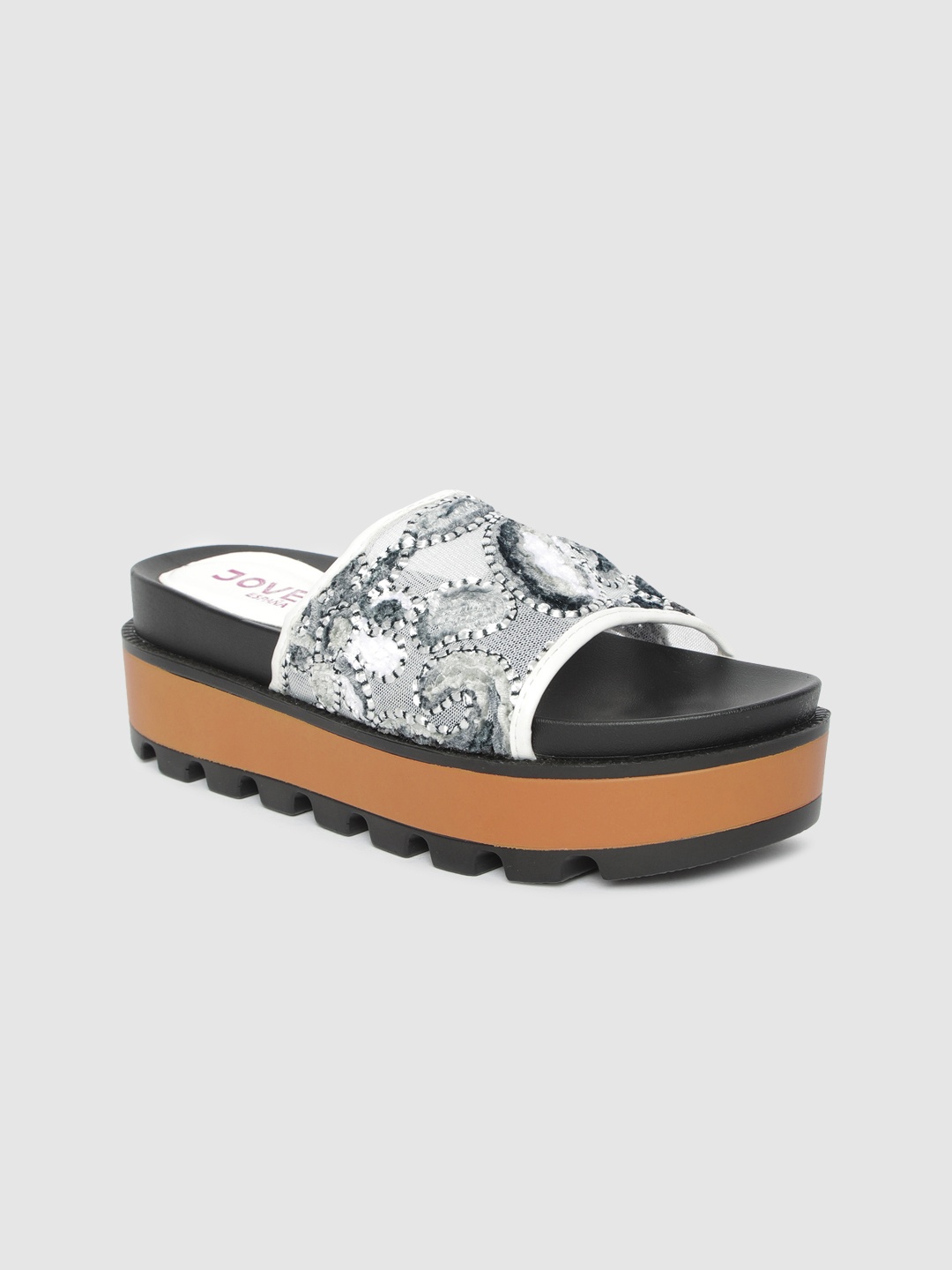 

Jove Women White Embellished Platforms