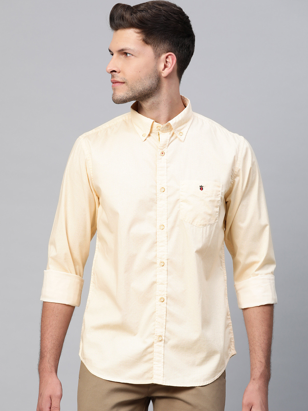 

Louis Philippe Sport Men Yellow & Peach-Coloured Union Fit Ditsy Print Casual Shirt