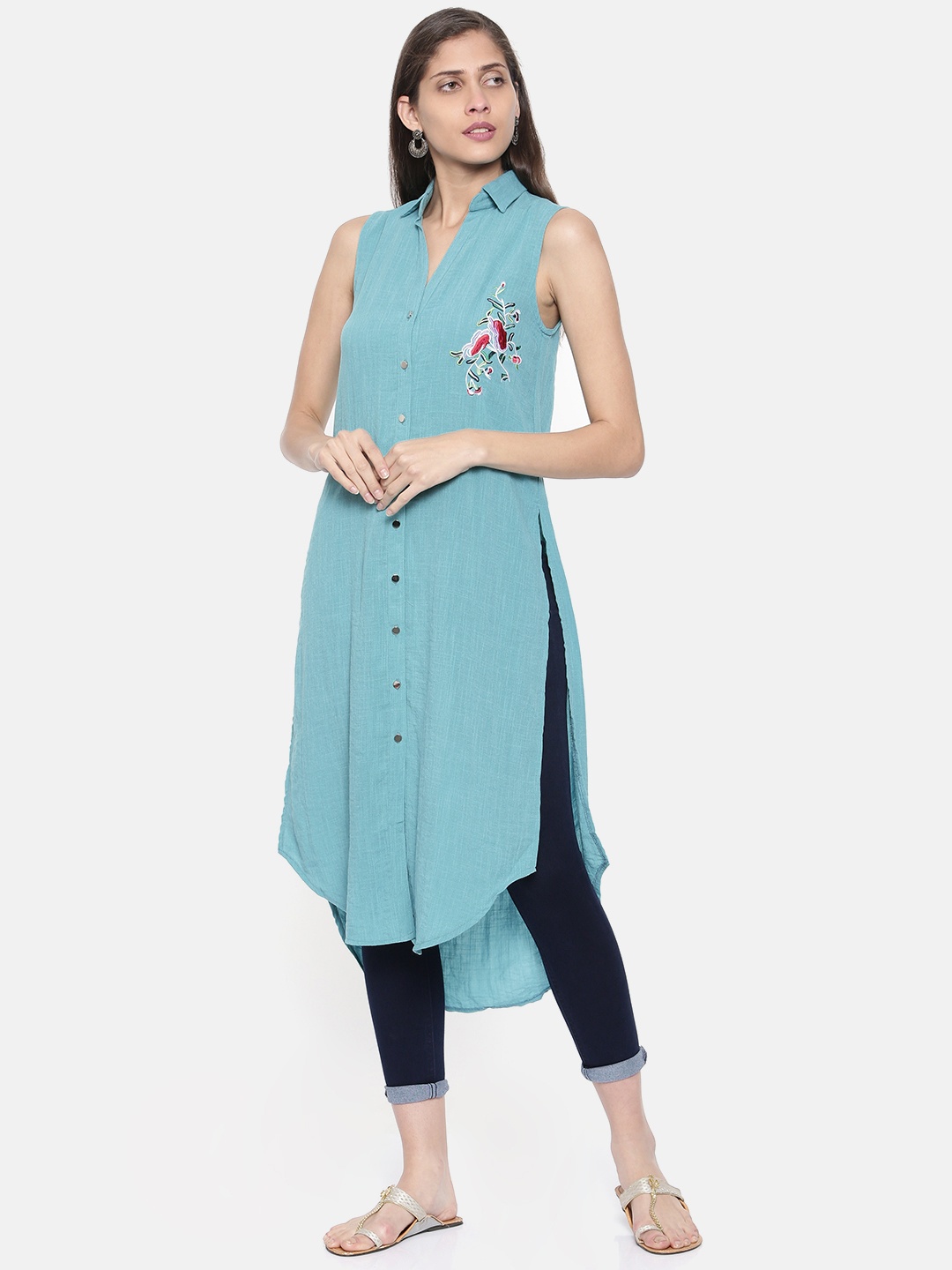 

Deal Jeans Women Teal Green Solid Tunic