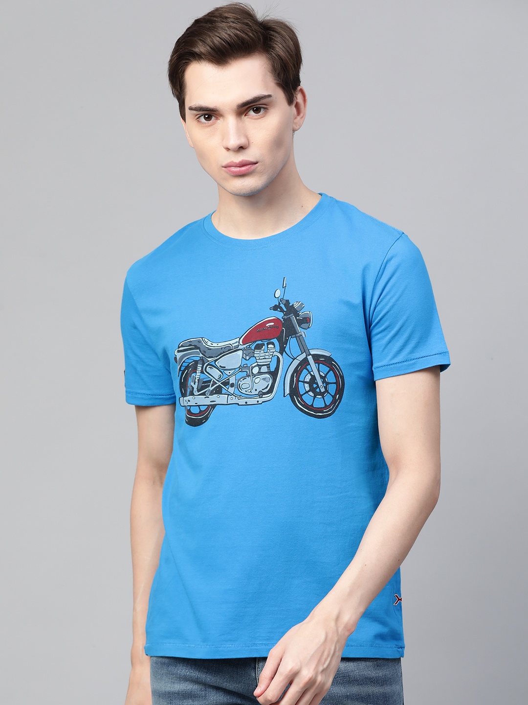 

Royal Enfield Men Blue Biker Printed T-shirt